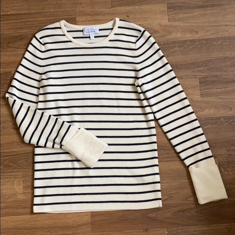 & Other Stories cream dark navy striped sweater M